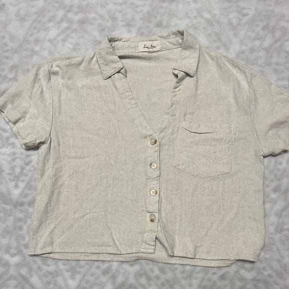 Love Notes Tops - Love Notes Cropped Linen Top